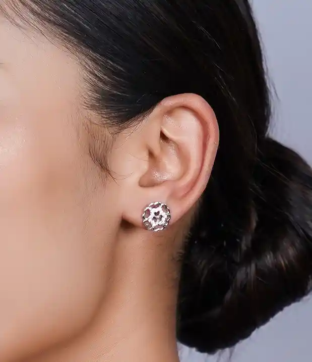 Silver Rosette Bloom Studs